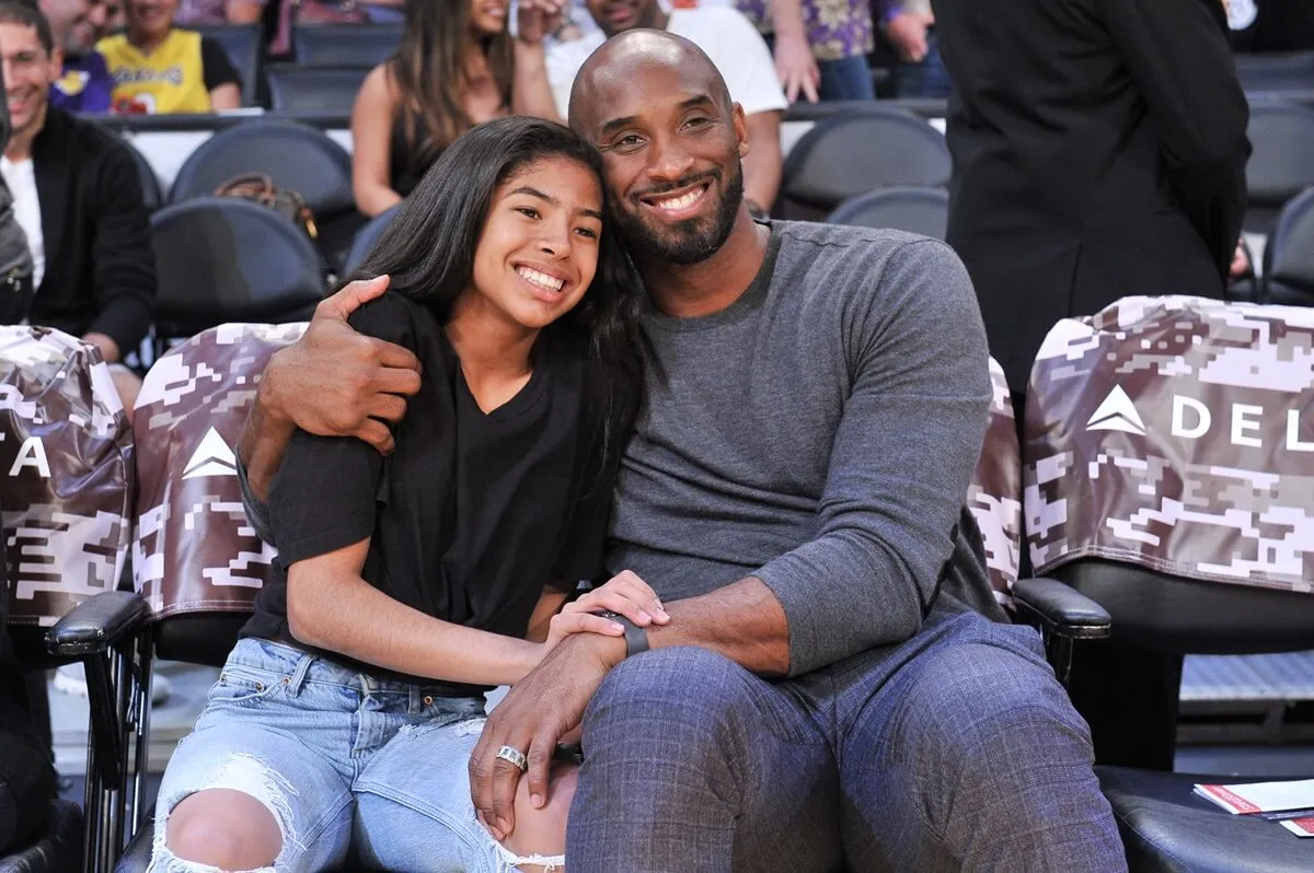 Kobe Bryant and his daughter, Gianna Bryant, at a basketball game between the Los Angeles Lakers and the Atlanta Hawks