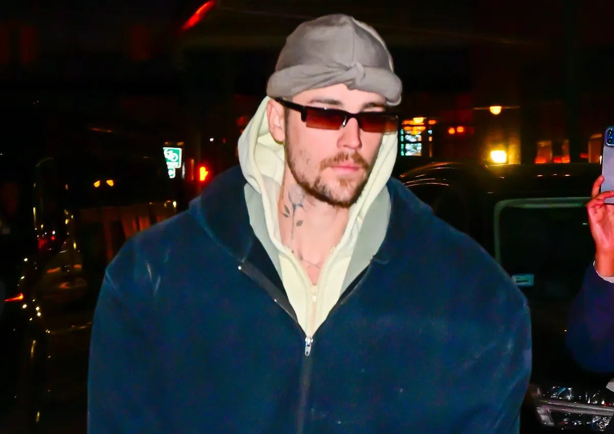 Justin Bieber is seen leaving iPic Theater in Financial District on February 05, 2025 in New York