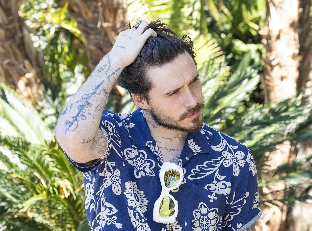 Brooklyn Beckham spotted during Coachella weekend in Palm Springs, sporting Supergoop! SuperShades—complete with SPF-filled charms on April 11, 2025 in Palm Springs, California