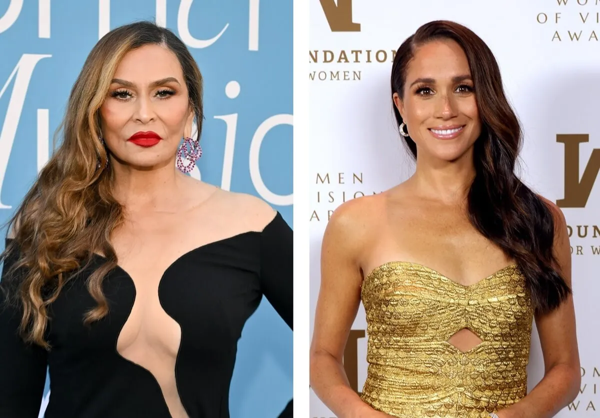 (L) Tina Knowles at the Billboard Women in Music 2025, (R) Meghan Markle at the Ms. Foundation Vision Awards