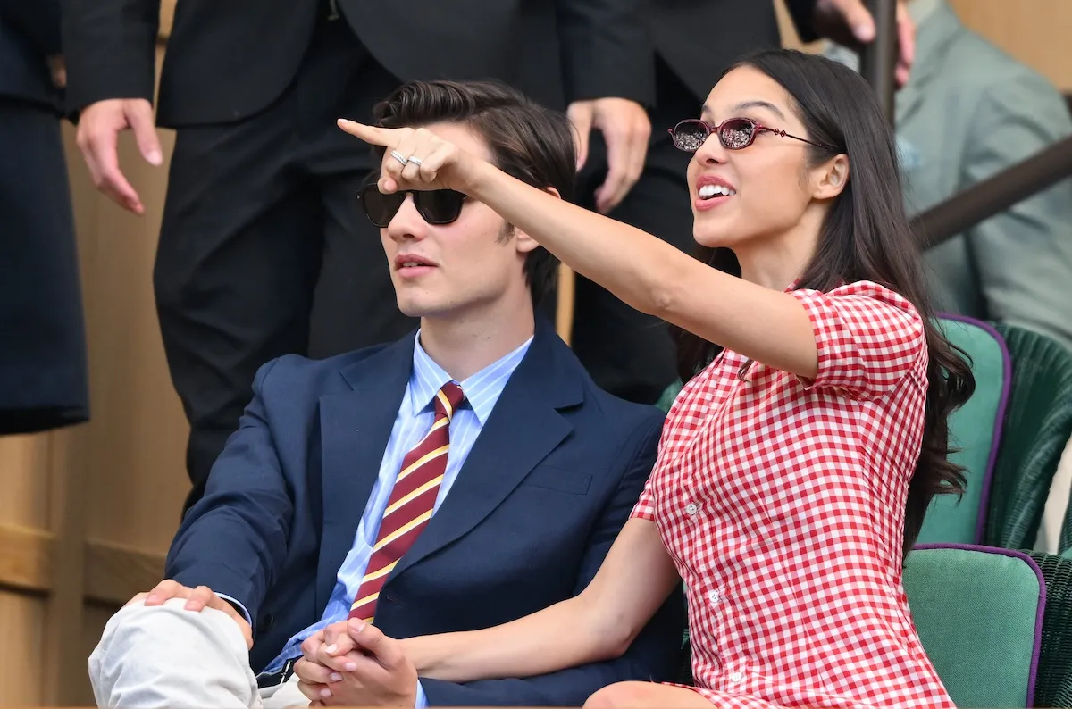 Louis Patridge and Olivia Rodrigo in the stands at Wimbledon